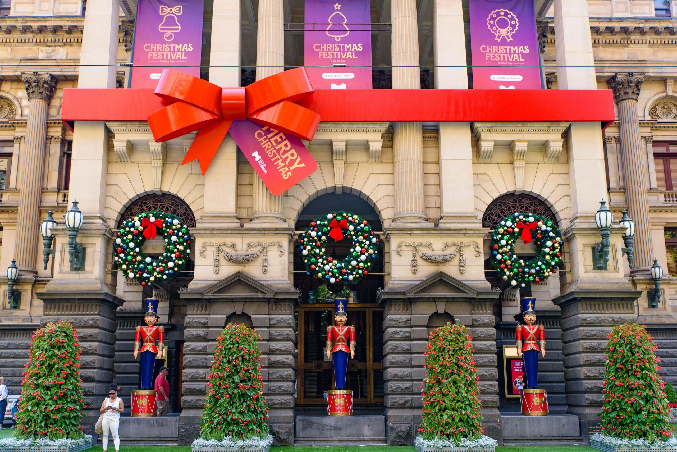 Christmas decorations on Melbourne Town Hall, Australia