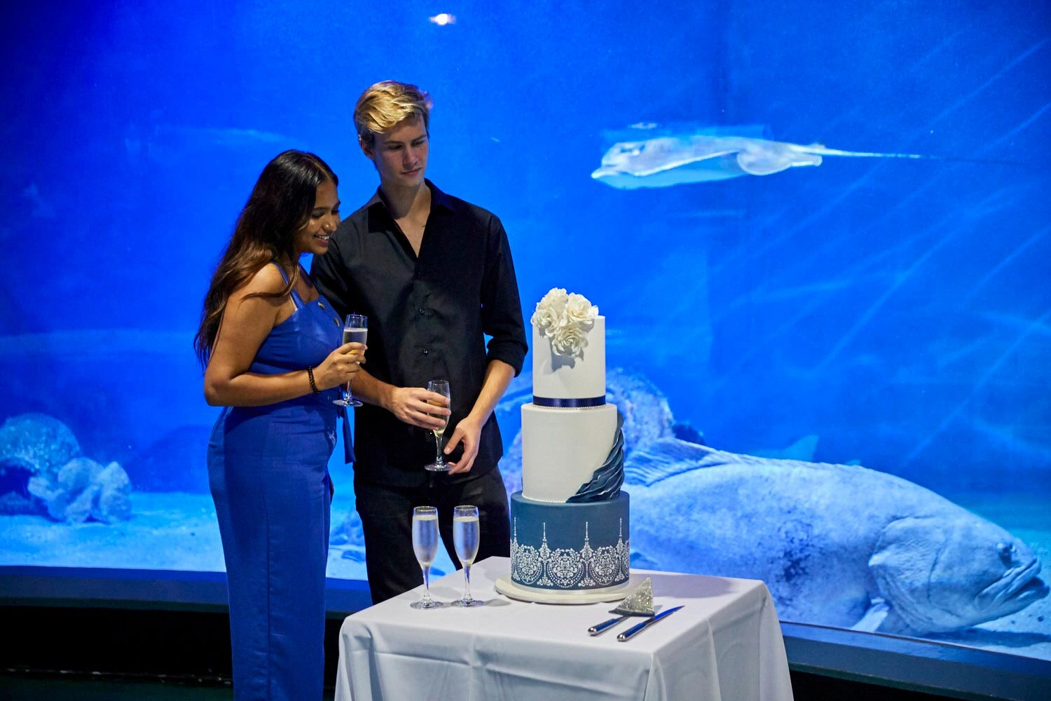 Navy Cake and Couple